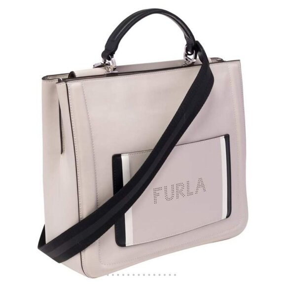 Furla Reale North South Large Convertible Leather‎ Tote Creamy Beige - Picture 1 of 16